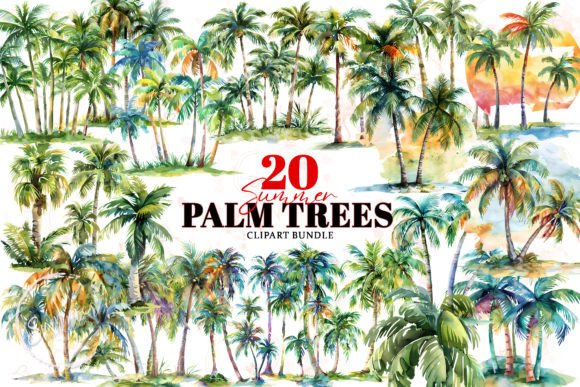Download Summer Palm Trees Watercolor Sublimation - Premium Resources