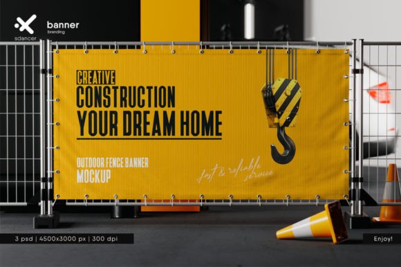 Download Outdoor Advertising Fence Banner Mockup - Advertising Collection
